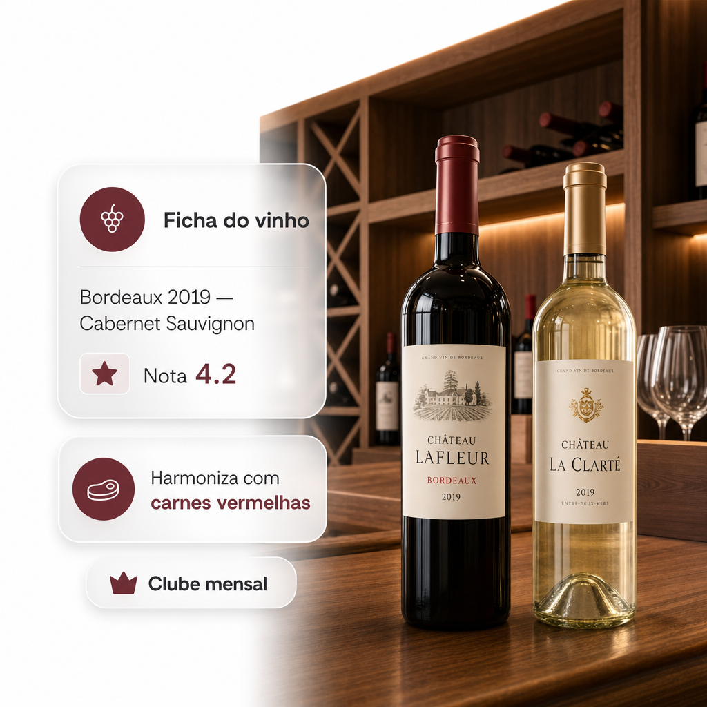 Ficha técnica de vinhos — Bordeaux 2019, nota 4.2, clube mensal