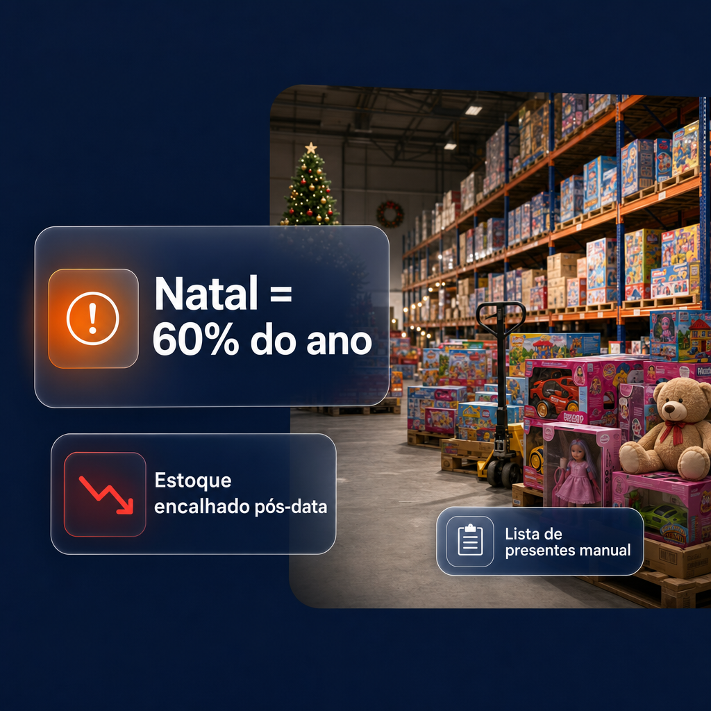 Desafios do varejo de brinquedos — sazonalidade Natal, segurança Inmetro e estoque