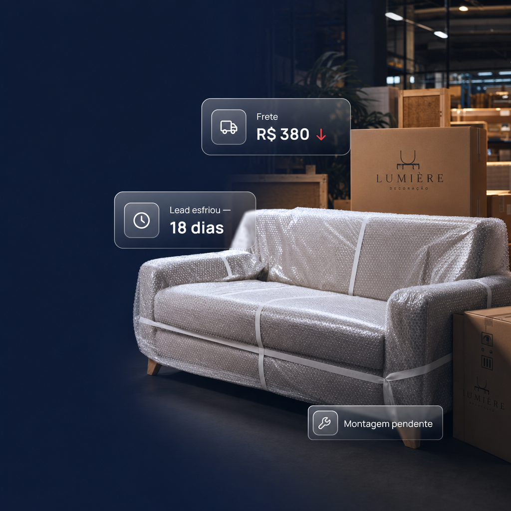 Desafios de decoração — logística pesada, montagem, ambiente, ciclo longo