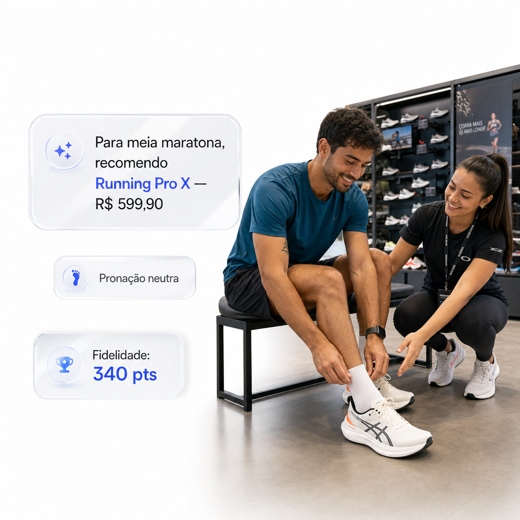 Recomendação IA por modalidade — chat inteligente para loja de esportes com fidelidade