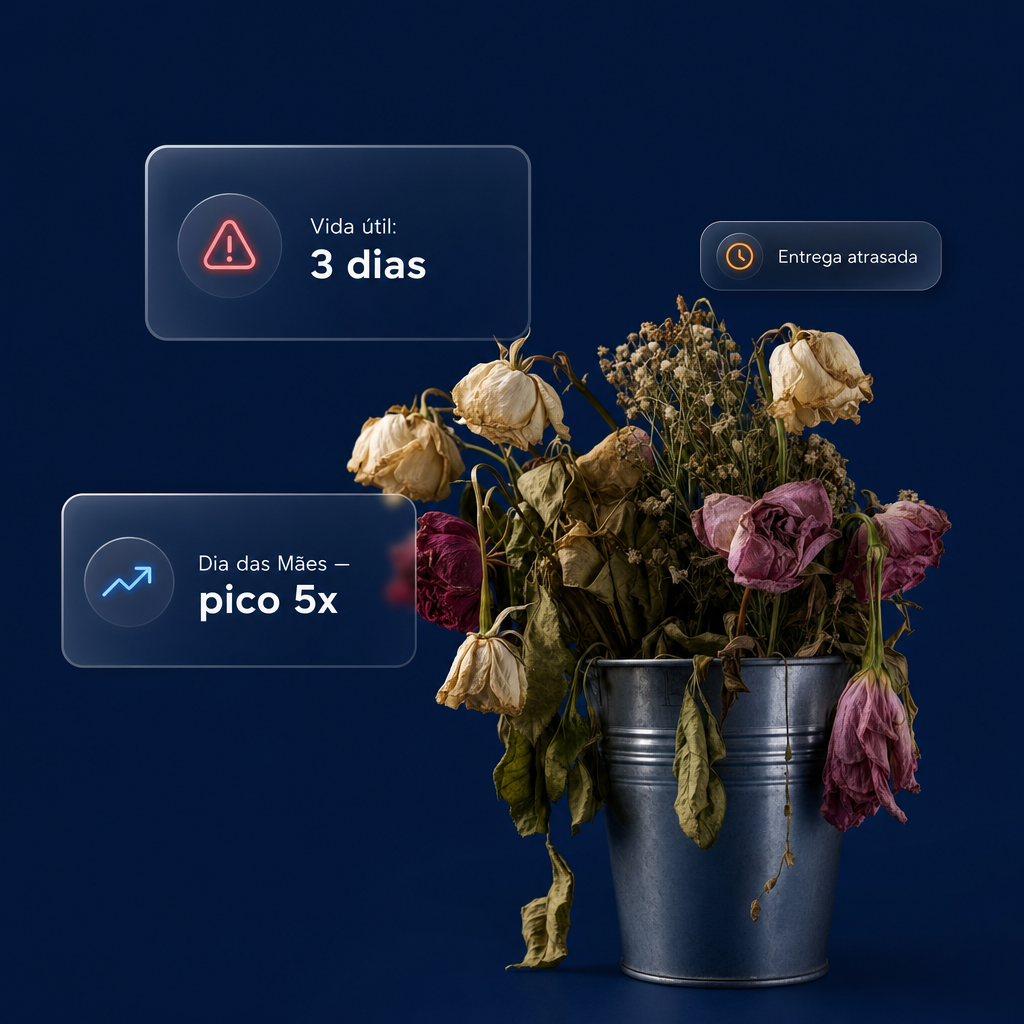Desafios da floricultura — perecibilidade, picos de demanda, entrega atrasada