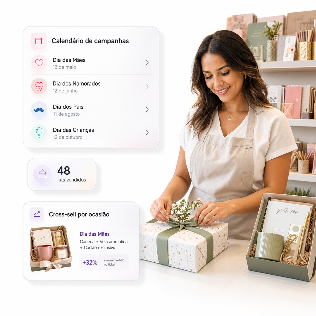 Kits automatizados e campanhas sazonais para papelaria