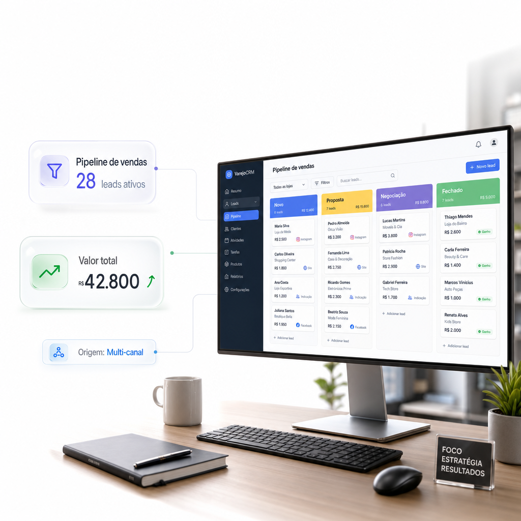 CRM da Varejo Hub — pipeline de vendas
