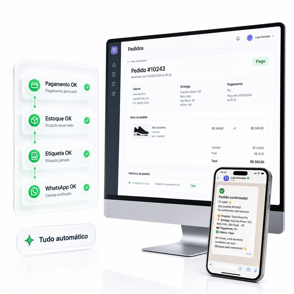 Fluxo de pagamento — do checkout a conciliacao automatica no financeiro